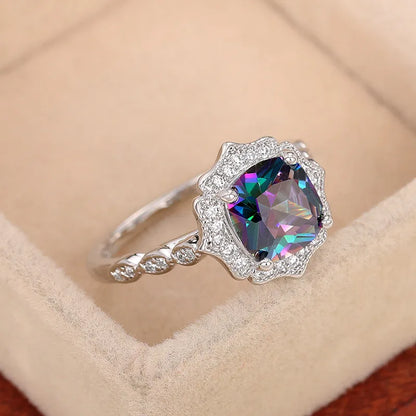 Elegant 925 Sterling Silver Flower Ring with Pave CZ for Women