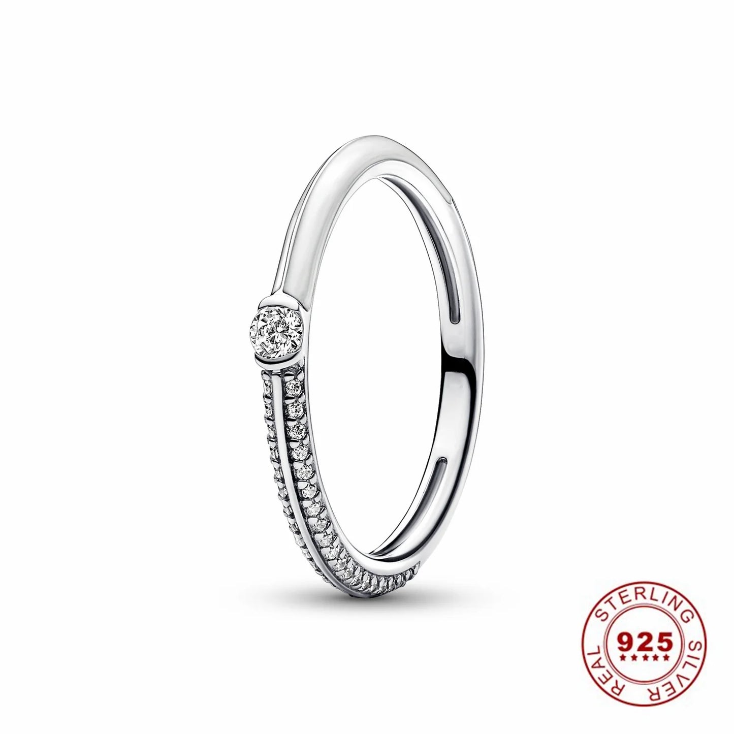 Crown 925 Sterling Silver Stackable Ring with Shiny Rose Gold Zircon for Women Perfect for Weddings and Parties PAR318