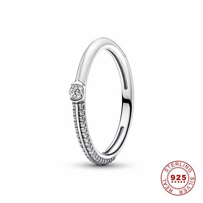 Crown 925 Sterling Silver Stackable Ring with Shiny Rose Gold Zircon for Women Perfect for Weddings and Parties PAR318