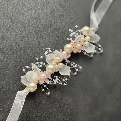 Girls Bridal Pearl Crystal Hair Headdress Flower Wreath Wedding Headband