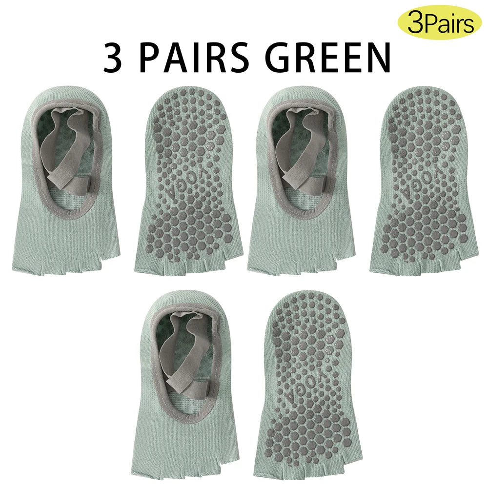 Women Open Toe Anti Slip 5 Toe Yoga Socks With Grips
