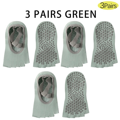 Women Open Toe Anti Slip 5 Toe Yoga Socks With Grips