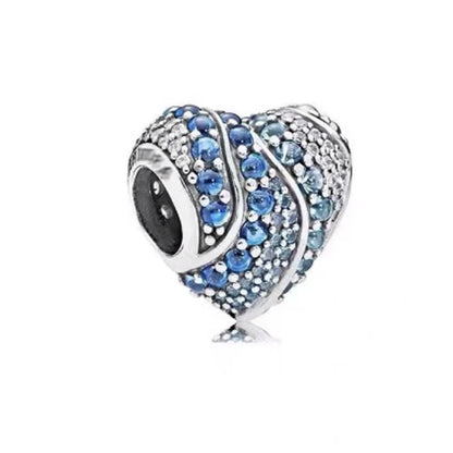 Sparkling Intertwined Love Hearts Charm Beads for 925 Sterling Silver Bracelet