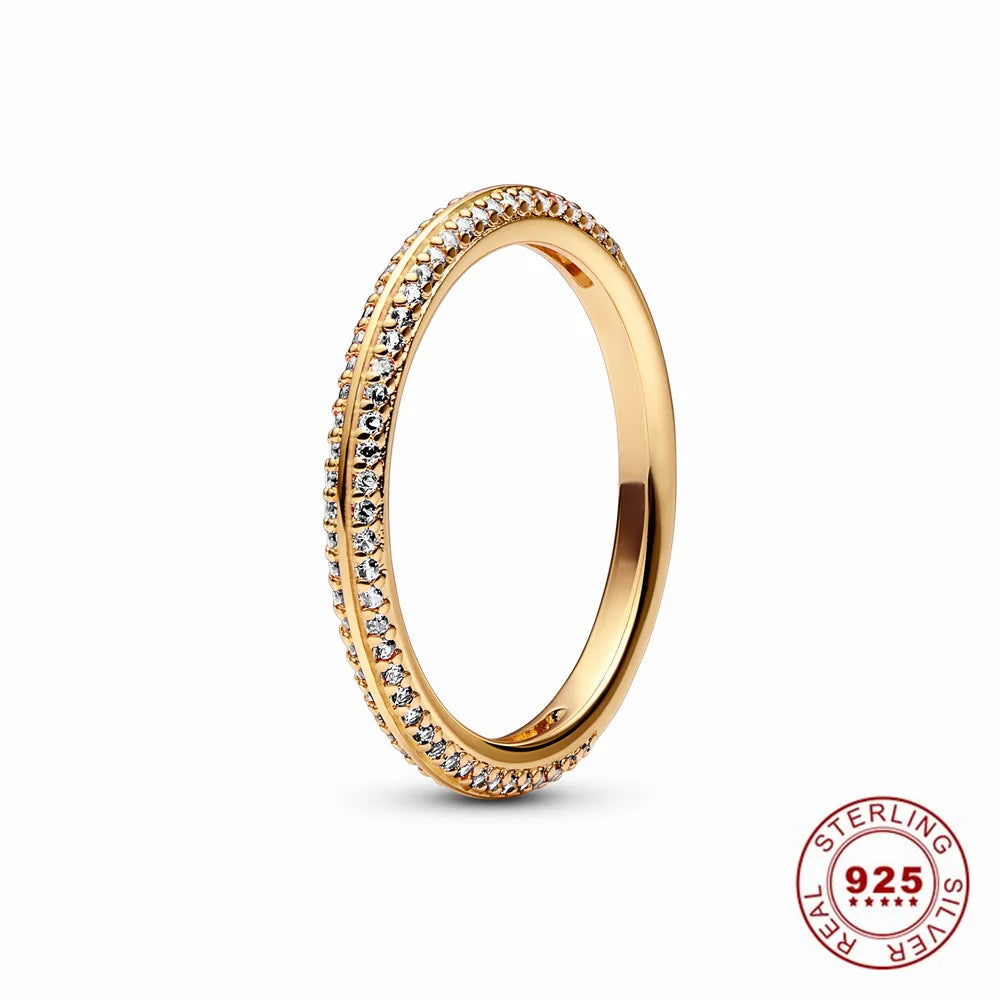 Crown 925 Sterling Silver Stackable Ring with Rose Gold Shiny Zircon for Women Perfect for Weddings and Parties PAR317