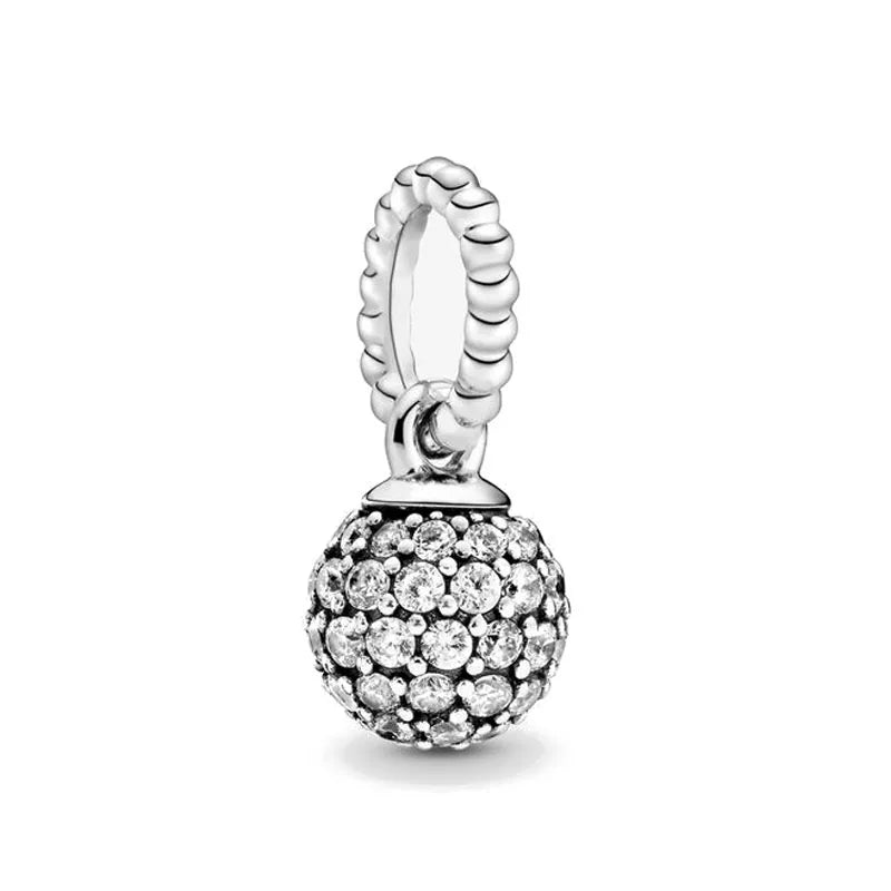 European Zircon Charm Beads 925 Silver Pendant Necklace for Women Gift P1310