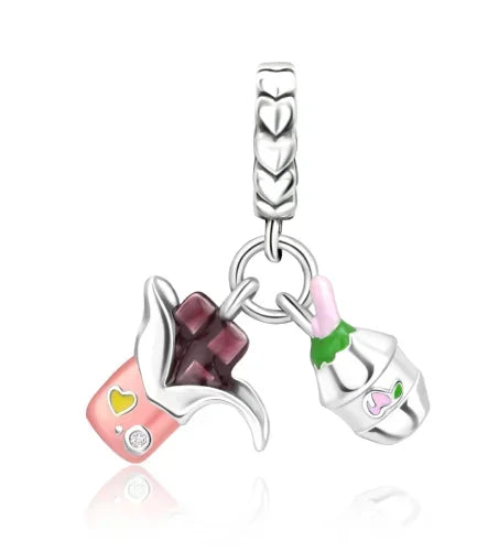 925 Sterling Silver Colorful Infinite Heart Flower Charms with Zircon for Pendant Bracelet Necklace DIY Fine Jewelry