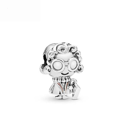 925 Silver Couple Charm Beads for DIY Bracelets Elegant Jewelry B217