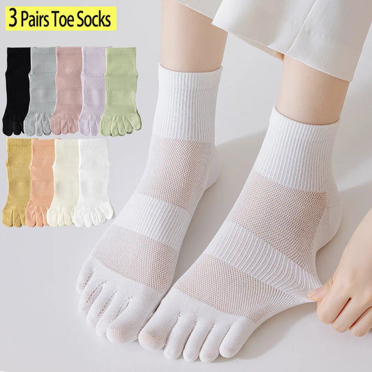 3 Pairs Womens Toe Separator Socks Cotton Antibacterial