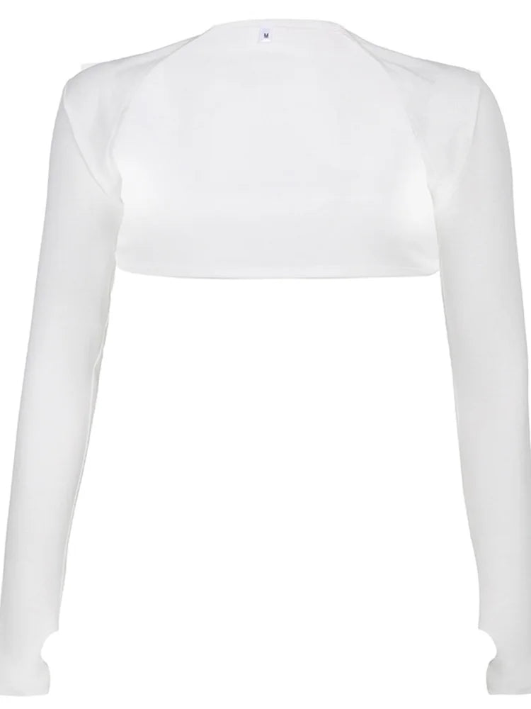 Women Thumbhole Long Sleeve Bolero Shrug Solid Color Open Front Cropped Cardigan Top Bodycon Slim Fit Sunscreen Arm Cover Jacket