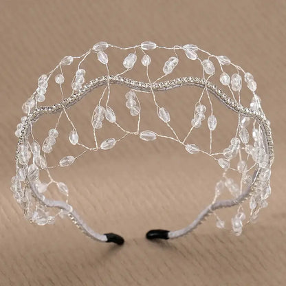 Women Luxury Crystal Bead Bridal Headband Royal Crown Tiara TS-J3263S