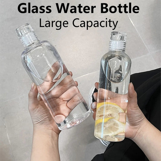 Large Portable Glass Water Bottle With Time Marker