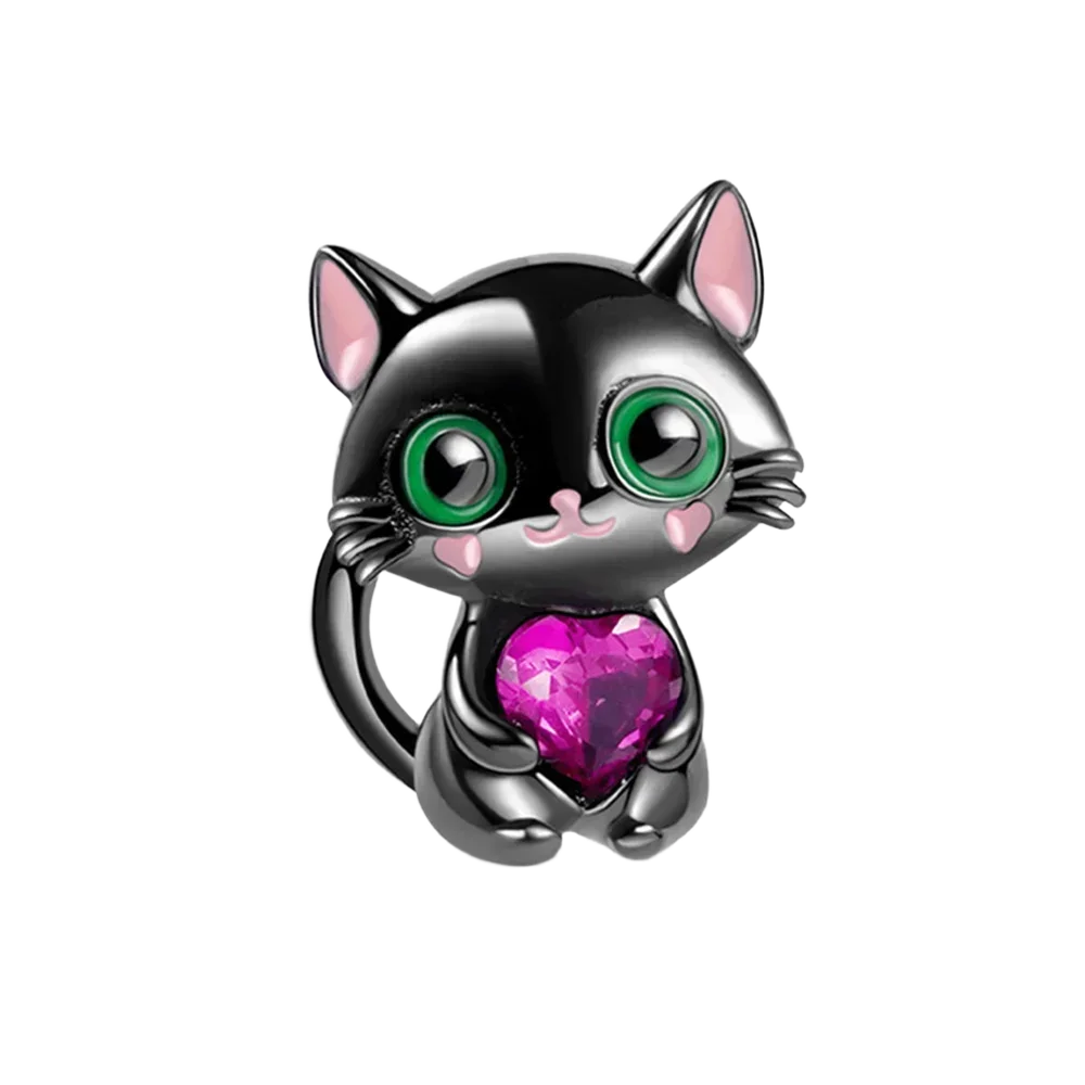 925 Sterling Silver Heart Blooming Rose Full Diamond Zircon Charms Pendant Beads for Bracelets and Necklaces