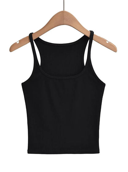 Women's U Neck Knit Vest Crop Top Camisole Dozw Trendy