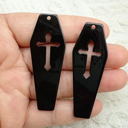 10pcs Halloween Coffin Cross Acrylic Charms DIY Pendants