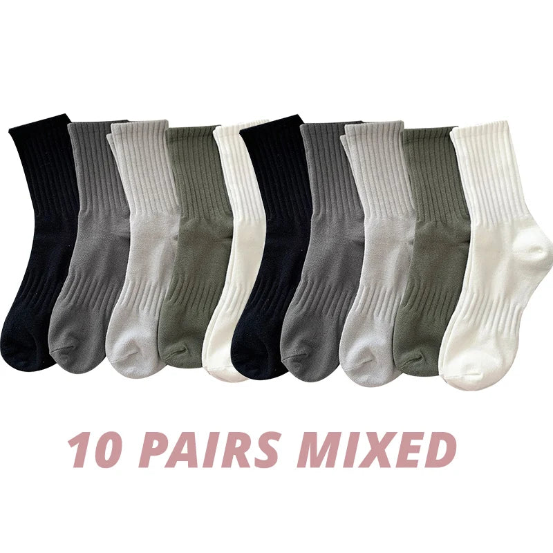 5/10/20 Pairs Men's Medium Length Socks With Letter Pattern Single code 10 Pairs CHUNSE