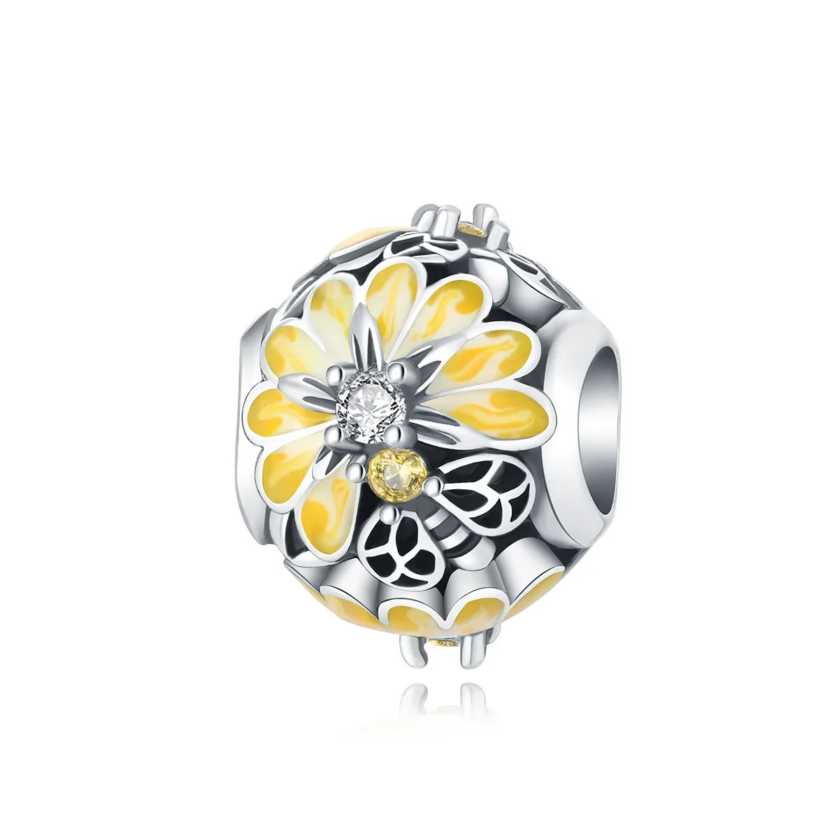 925 Sterling Silver Colorful Flower Charms with Zircon Roses Tulips and Daisies for DIY Necklace and Bracelet Jewelry Gifts