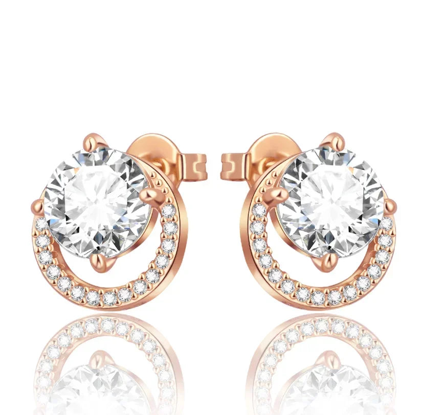 925 Sterling Silver Luxury Heart Sun Moon Stud Earrings Bow Butterfly Crab Clip Set for Women Party Jewelry Gifts