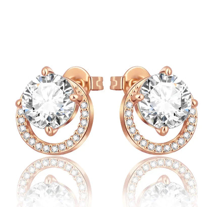 925 Sterling Silver Luxury Heart Sun Moon Stud Earrings Bow Butterfly Crab Clip Set for Women Party Jewelry Gifts