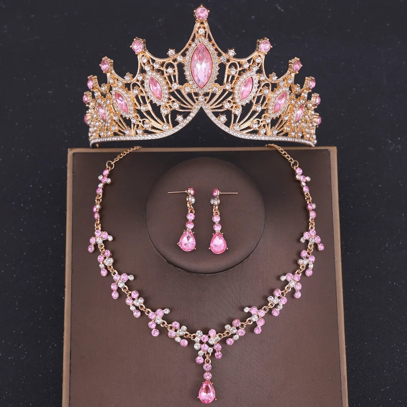 Baroque Crystal Tiara & Crown Jewelry Set - Top-Rated Rhinestone Bridal Accessories