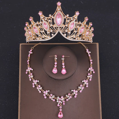 Baroque Crystal Tiara & Crown Jewelry Set - Top-Rated Rhinestone Bridal Accessories