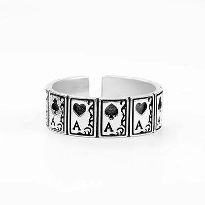 Vintage Punk Poker Card Zircon Ring for Men and Women
