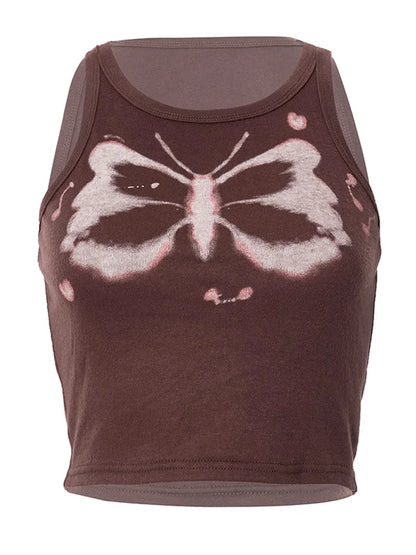 Dozw Y2K Printed Sleeveless Graphic Crop Top For Women