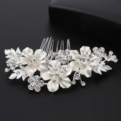 Elegant Alloy Flower Hair Combs for Bridal and Party Glamour