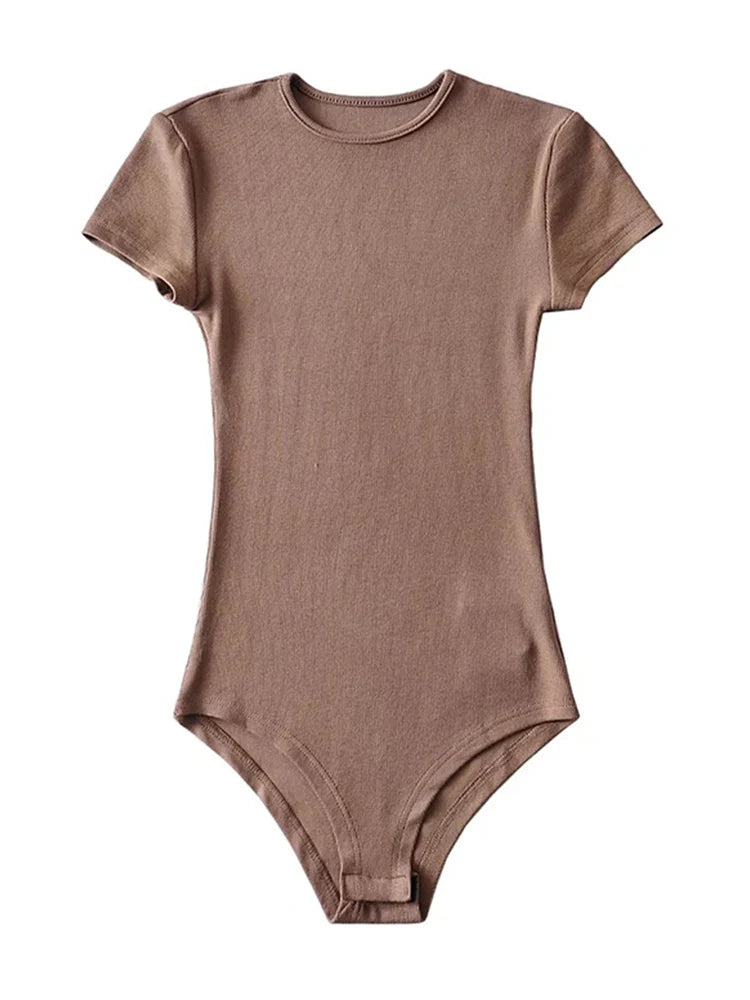 Summer Women Slim Short Sleeve Bodysuit Romper Jumpsuit