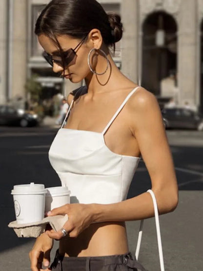 Dozw Backless Bandage Crop Top Sexy Spaghetti Strap Women