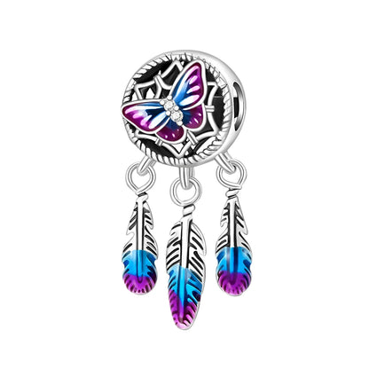 Sparkling Purple Jellyfish Sterling Silver 925 Charm Bead Birthday Pendant for DIY Bracelet Jewelry