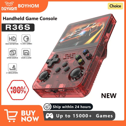 R36S 128GB Retro Handheld Game Console Red Linux 3.5 Inch IPS Screen Portable Pocket 10000 Games Gift For Boys