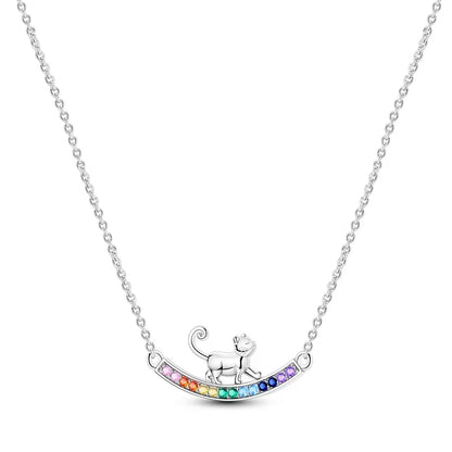 925 Sterling Silver Pink Bow Heart Moon Butterfly Pendant Necklace Elegant DIY Charm Gift for Women