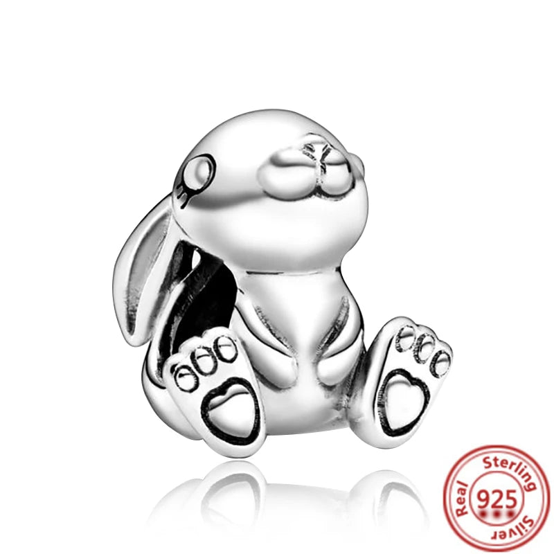 925 Sterling Silver Animal Charms Bracelet Beads with Zircon - Unicorn, Squirrel, Elephant Y270