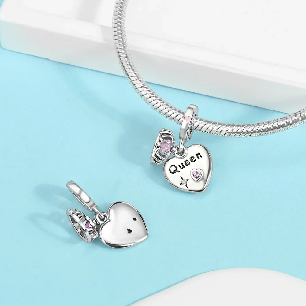 925 Sterling Silver Heart Wings Infinity Charm Gift Box Compatible with Pendant Bracelet Necklace for Ladies DIY Fine Jewelry