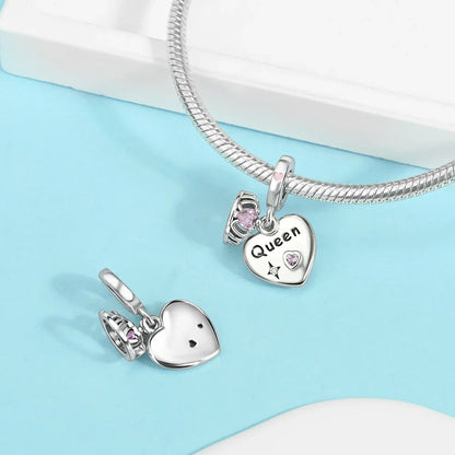 925 Sterling Silver Heart Wings Infinity Charm Gift Box Compatible with Pendant Bracelet Necklace for Ladies DIY Fine Jewelry
