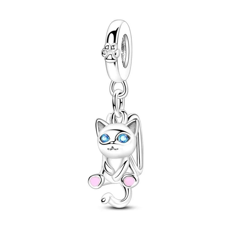 Original 925 Sterling Silver Cat Claw Charms with Zircon Accents Money Attract Earrings and DIY Necklace Bracelet Beads Gift Jewelry