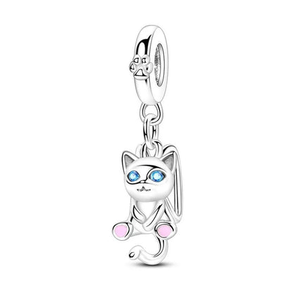 Original 925 Sterling Silver Cat Claw Charms with Zircon Accents Money Attract Earrings and DIY Necklace Bracelet Beads Gift Jewelry