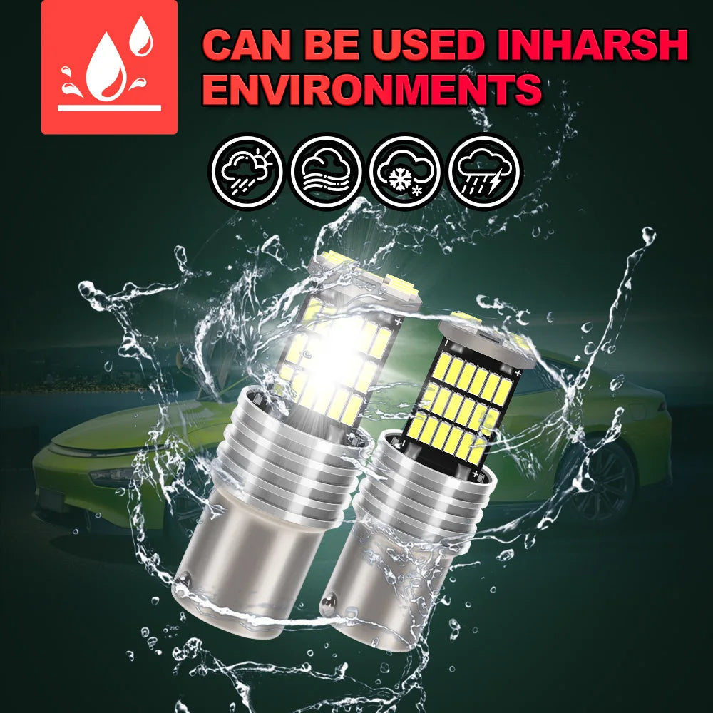 1156 BA15S LED Bulbs 4 Pack 15W 12V 6500K White Bright Tail Brake Parking Turn Signal Lights