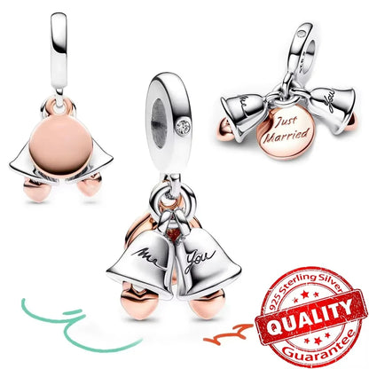 925 Sterling Silver Christmas Charms Set Santa Claus Reindeer Snowflake Beads for DIY Jewelry Gifts