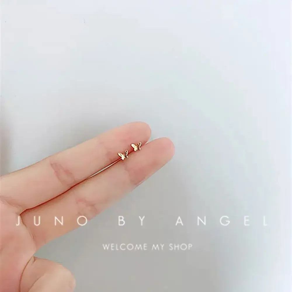 925 Silver Mini Stud Earrings for Women Heart Star Butterfly Dinosaur Design