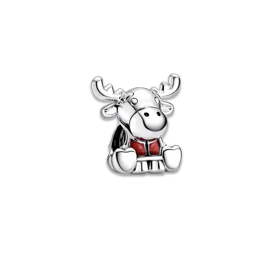 DIY Christmas Charm Bracelet with Santa Reindeer Snowman Tree Train Beads in Silver 925 YY0588