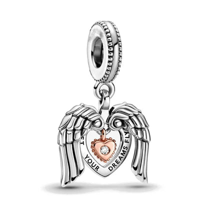 Spring Charms 925 Silver Football Mother Son Dog Pendant Bead Jewelry for European Bracelets and Necklaces