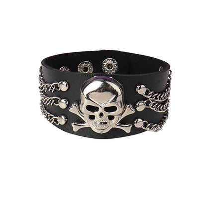 Gothic Punk Cat Heart Leather Bracelet For Women And Men