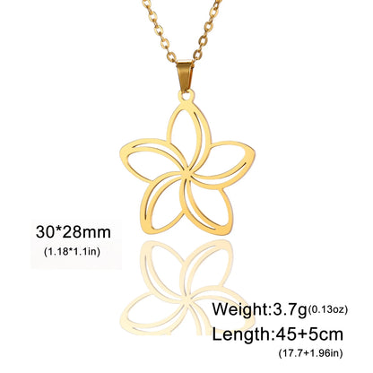 Skyrim Five Petal Flower Pendant Stainless Steel Necklace for Lovers - Elegant Minimalist Wedding Jewelry Gift