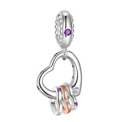 Sparkling Birthstone Heart Charm 925 Sterling Silver Pendant Bead for Mom DIY Jewelry Gift