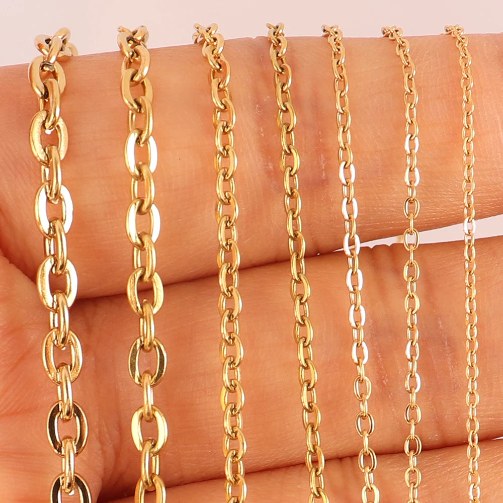 Gold Plated Stainless Steel O-Chains for DIY Jewelry Making 1m Necklace Craft Supplies