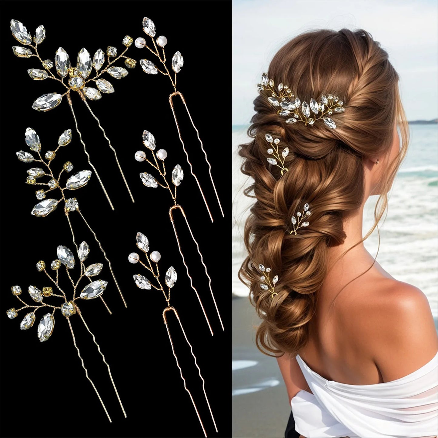 Elegant Pearl Flower Wedding Hairpin Comb Set for Brides