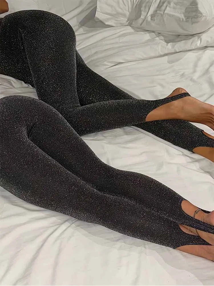 Womens High Stretch Solid Color Knit Leggings Slim Fit