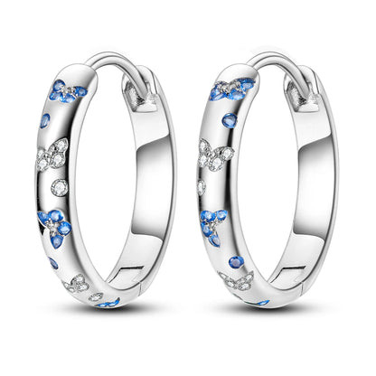 925 Silver Geometric Hoop Earrings for Women with Zircon Moon and Heart Design Fashion Jewelry Gift