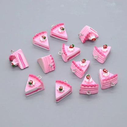 3D Mini Strawberry Cake Resin Charms for DIY Jewelry and Crafts